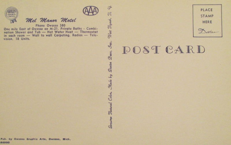 Mel Manor Motel (Welcome Inn) - Old Postcard